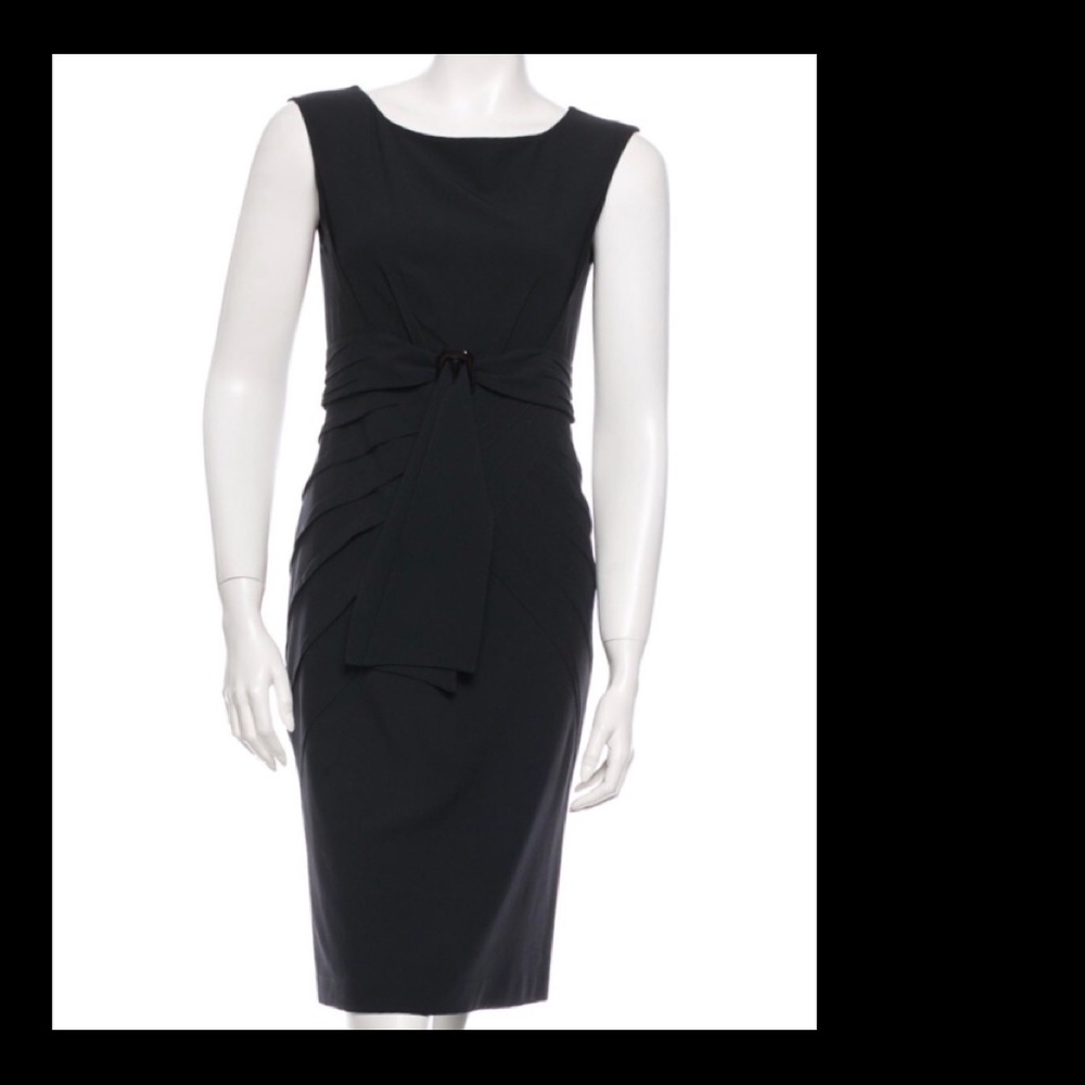 Zac Posen Black Silk Dress w/ front knot detail 8